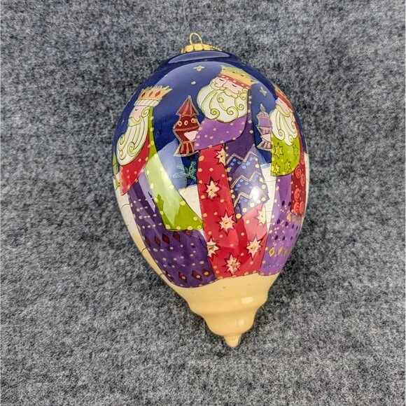 Li Bien 2012 Three Kings Inside-Painted Glass Ornament 5.5in Teardrop Pier 1 Box - Picture 9 of 10